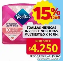 Ara Nosotras toallas hiénicas invisible multiestilo oferta
