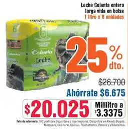 Alkosto Colanta leche entera larga vida en bolsa oferta