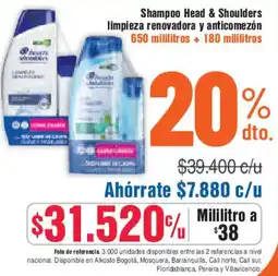 Alkosto Head & shoulders shampoo limpieza renovadora y anticomezón oferta