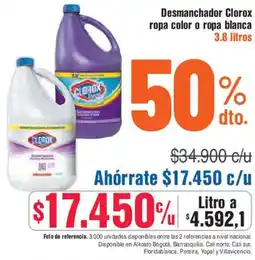 Alkosto Clorox desmanchador ropa color o ropa blanca oferta