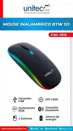 Falabella Mouse Inalámbrico BTW-121 BluetoothUSB con RGB Negro oferta