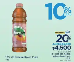 FarmaTodo Fuze Tea té negro sabor durazno oferta