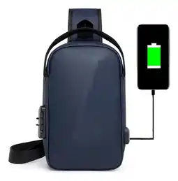 Falabella Bolso Morral De Seguridad Antirrobo Impermeable Y Puerto Usb Azul oferta