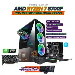 Falabella PC GAMER RYZEN 7 8700F/ RTX 3050 6GB/ 32GB DDR5/1TB SSD /B650 WIFI /600W 80+/ 4 FANS RGB oferta