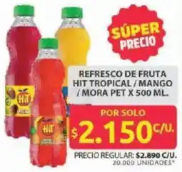 Ara Refresco de fruta hit tropical / mango /mora pet oferta