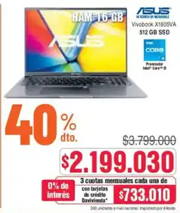 Alkosto Asus vivobook X1605VA oferta