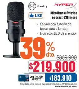 Alkosto Hyper micrófono alámbrico solocast usb negro oferta