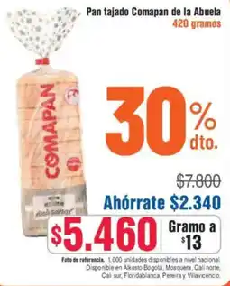 Alkosto Comapan pan tajado de la abuela oferta