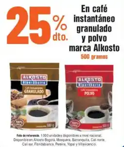 Alkosto Alkosto en café instantáneo granulado y polvo marca oferta