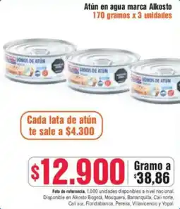 Alkosto Alkosto atún en agua marca oferta
