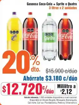 Alkosto coca-cola + sprite o quatro gaseosa oferta