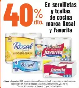 Alkosto Rosal y favorita en servilletas y toallas de cocina marca oferta