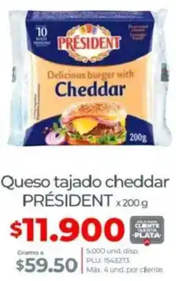 Olímpica Président queso tajado cheddar oferta