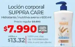 Olímpica Suppra care loción corporal hidratante/nutritiva avena oferta