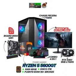 Falabella PC Gamer Ryzen 5 5600G / RTX 5060 8GB / 48GB RAM / 1TB / Monitor 24” 120Hz oferta