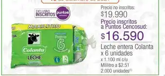 Jumbo Leche entera colanta x 6 unidades oferta