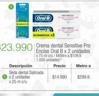 Jumbo Crema dental sensitive pro encías oral b x 2 unidades oferta