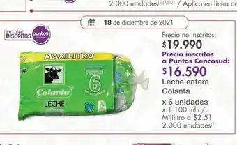 Metro Leche entera colanta oferta