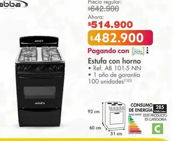 Metro Estufa con horno abba oferta