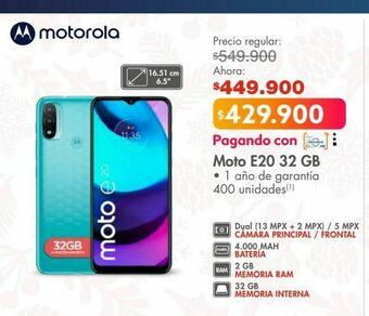 Metro Moto e20 32 gb oferta
