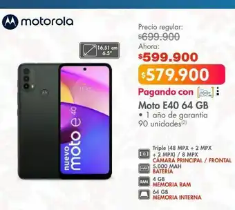 Metro Moto e40 64 gb oferta