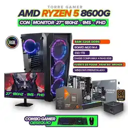 Falabella PC Gamer Ryzen 5 8600G/32GB DDR5/SSD 1TB/Monitor 27'' 180Hz oferta