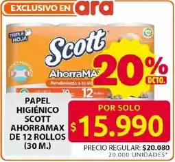 Ara Scott Ahorramax papel higienico oferta