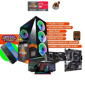 Falabella PC Gamer Ryzen 5 5500 / RX 6600 8GB / 16GB RAM / Disco 512GB / 650W BRZ oferta