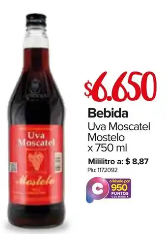 Super Inter Bebida Uva Moscatel Mostelo 750ml oferta