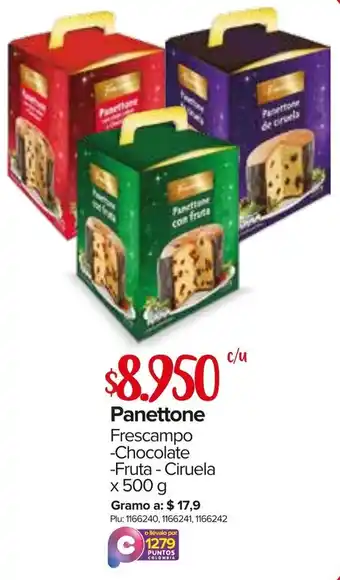 Panettone Frescampo -Chocolate -Fruta -Ciruela 500g