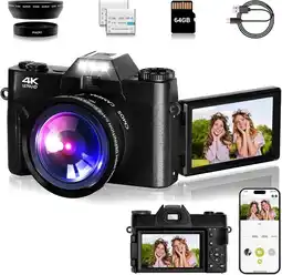 Falabella Cámara digital 4K para fotografía con pantalla abatible negra oferta