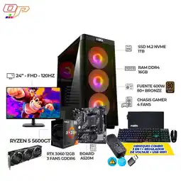 Falabella PC GAMING R5 5600GT+RTX 3060 12GB 3 FANS+ MONITOR 24 120HZ + RAM 16GB SSD 1TB oferta