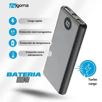 Falabella Bateria Portatil De 10000mAh Turbo Carga - Negra oferta