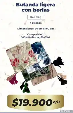 Tiendas D1 Red flag bufanda ligera con borlas oferta