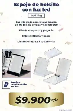 Tiendas D1 Red flag espejo de bolsillo con luz led oferta