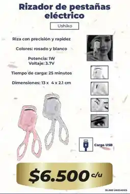 Tiendas D1 Ushiko rizador de pestañas eléctrico oferta