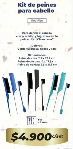 Tiendas D1 Red flag kit de peines para cabello oferta