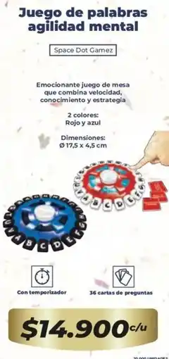 Tiendas D1 Space dot gamez juego de palabras agilidad mental oferta