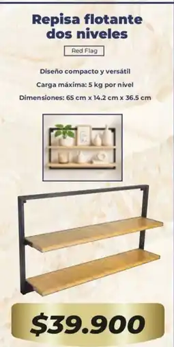 Tiendas D1 Red flag repisa flotante dos niveles oferta