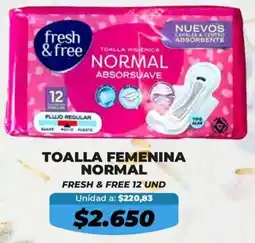 Tiendas D1 Fresh & free normal toalla femenina oferta