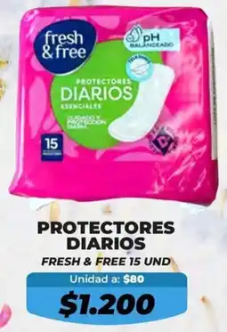 Tiendas D1 Fresh & free protectores diarios oferta