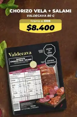 Tiendas D1 Valdecava chorizo vela + salami oferta