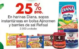 Metro Diana en harinas sopas instantáneas en bolsa ajinomen y barriles de sal refisal oferta