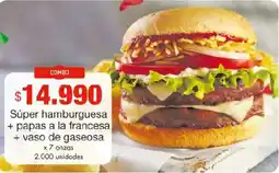 Metro Súper hamburguesa + papas a la francesa + vaso de gaseosa oferta