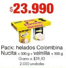 Metro Colombina nucita helados oferta