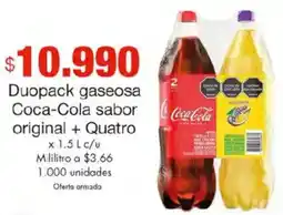 Metro Coca-cola duopack gaseosa sabor original + quatro oferta