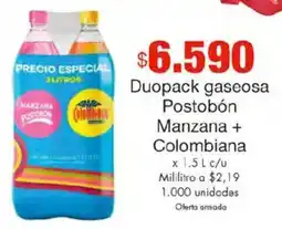 Metro Postobón manzana + colombiana duopack gaseosa oferta