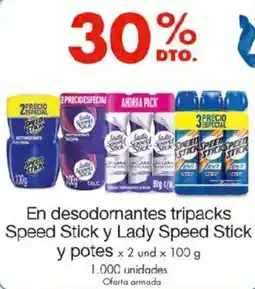 Metro Speed stick y lady speed stick en desodornantes tripacks oferta