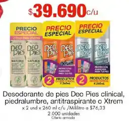 Metro Deo pies desodorante de pies clinical, piedralumbre, antitraspirante o xtrem oferta