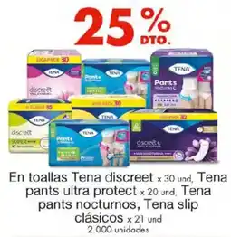 Metro En toallas Tena discreet, Tena pants ultra protect, Tena pants nocturnos, Tena slip clásicos oferta